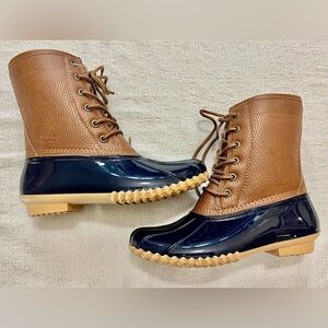 JBU Brown and Navy Lace-Up Winter Waterproof Boots - Size 6 New in Box
